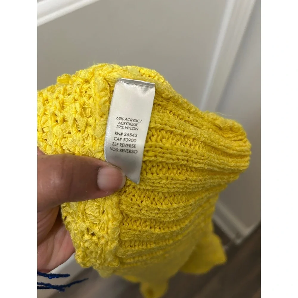 Calvin Klein Yellow Open Knit Boat Neck Sweater‎ 3/4 Sleeve Large